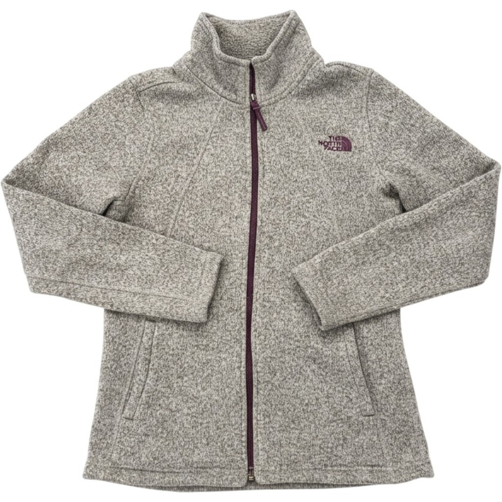 The North Face Crescent Full Zip Jacket Womens Small Gray Purple Fleece Sweater